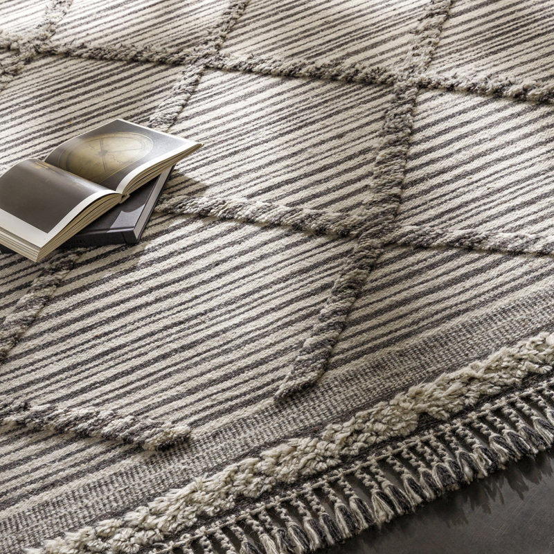 Leanna HandKnotted Wool Gray/Beige Rug Joss & Main